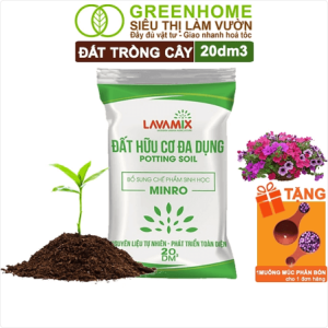 Đất Trồng Cây Greenhome, Bao 20dm3 (10kg), Đầy Đủ Dinh Dưỡng, Tiện Lợi, Dễ Sử Dụng, Chuyên Trồng Rau, Hoa, Kiểngg
